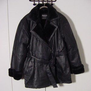 Vtg 80's Black leather Women's Dimension Coat Jacket Sz M